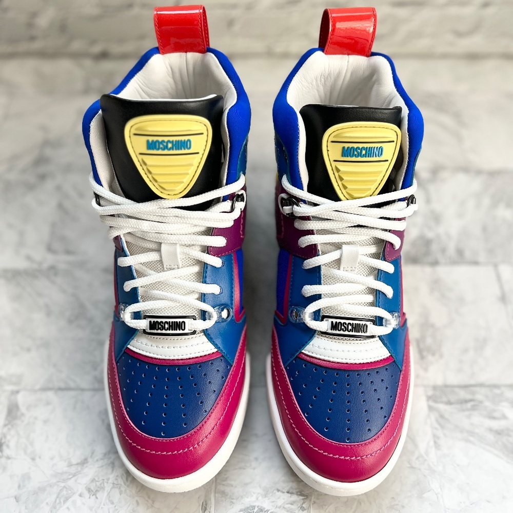 NEW Moschino Kevin 40 Colorblock High Top Sneaker - Picture 6 of 10